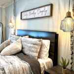 A king bed and luxury linens await at Bigfoot's Hideway in the NC mountains